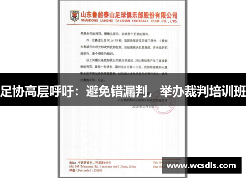 足协高层呼吁：避免错漏判，举办裁判培训班